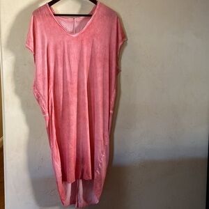 Sz 1 (S) ACQ Silk Peach/Orange/Pink “Julia” Sheath Dress Relaxed Fit